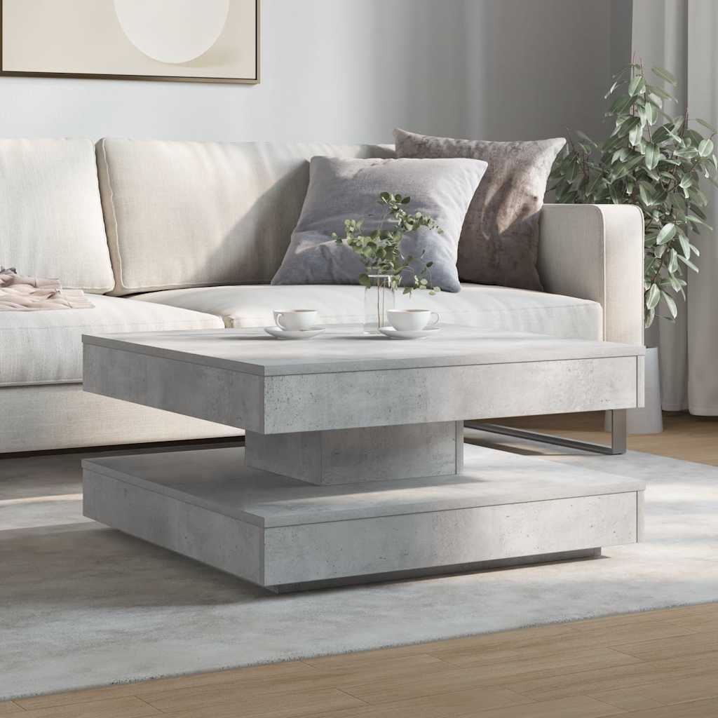 Coffee Table 360-Degree Rotatable Concrete Grey 70x70x34,5 cm
