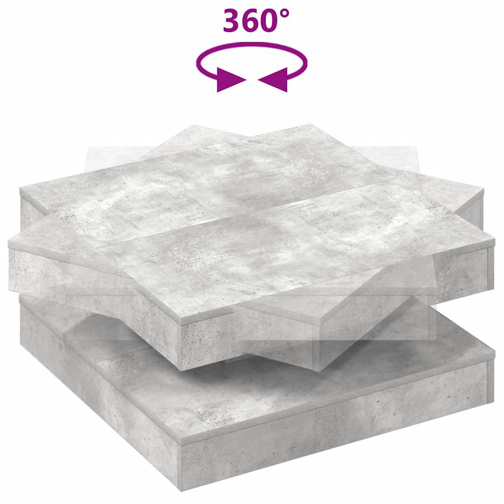 Coffee Table 360-Degree Rotatable Concrete Grey 70x70x34,5 cm