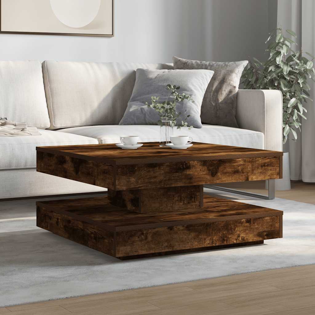 Coffee Table 360-Degree Rotatable Smoked Oak 70x70x34,5 cm