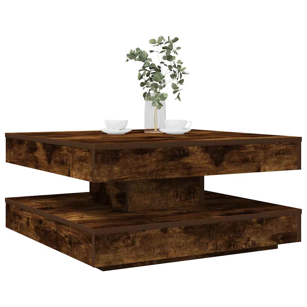 Coffee Table 360-Degree Rotatable Smoked Oak 70x70x34,5 cm