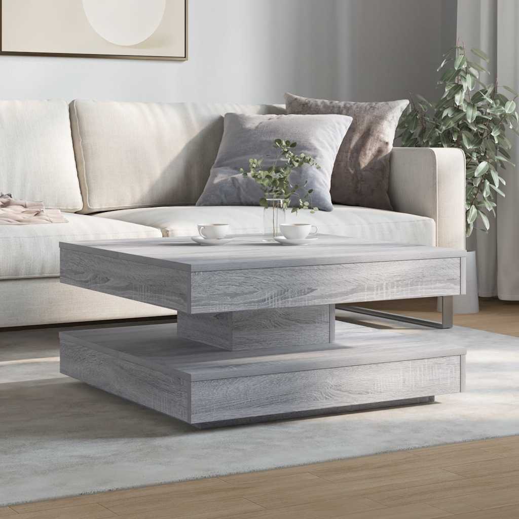 Coffee Table 360-Degree Rotatable Grey Sonoma 70x70x34,5 cm