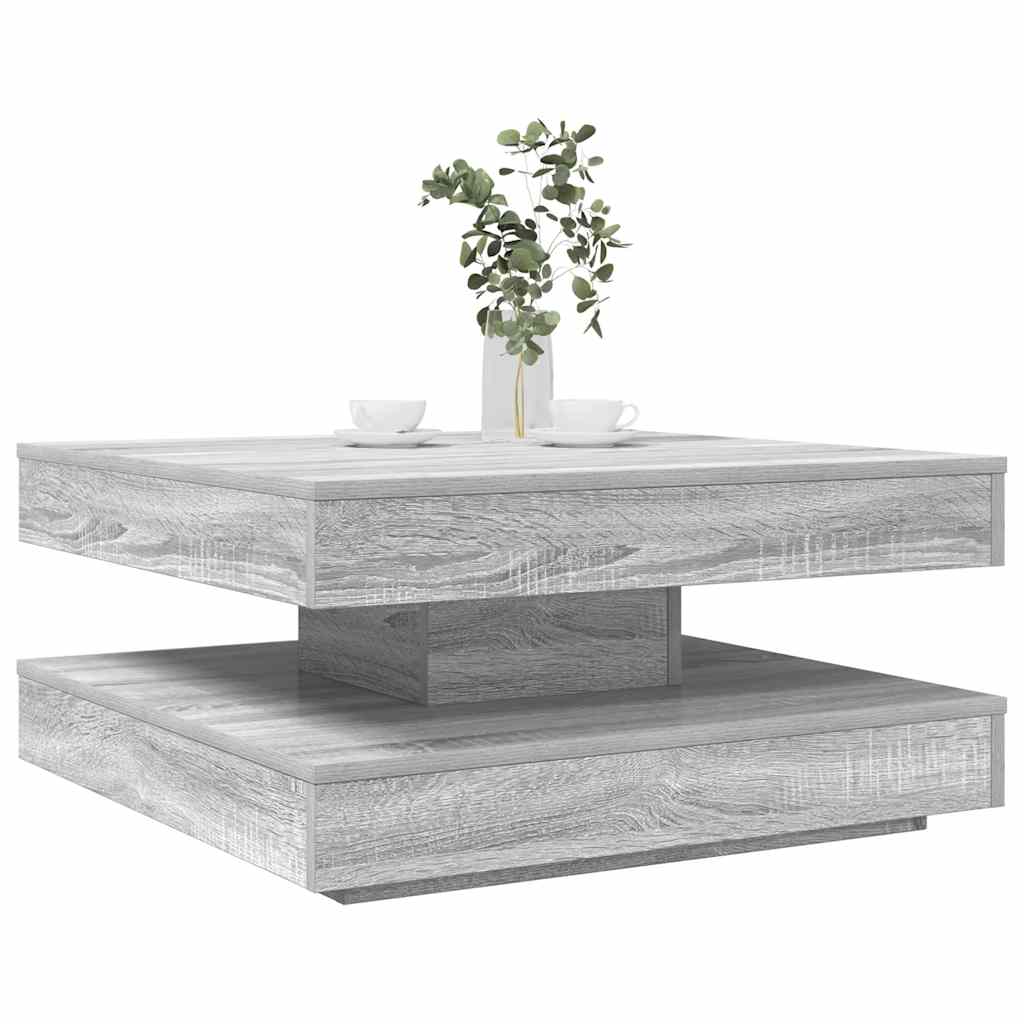 Coffee Table 360-Degree Rotatable Grey Sonoma 70x70x34,5 cm