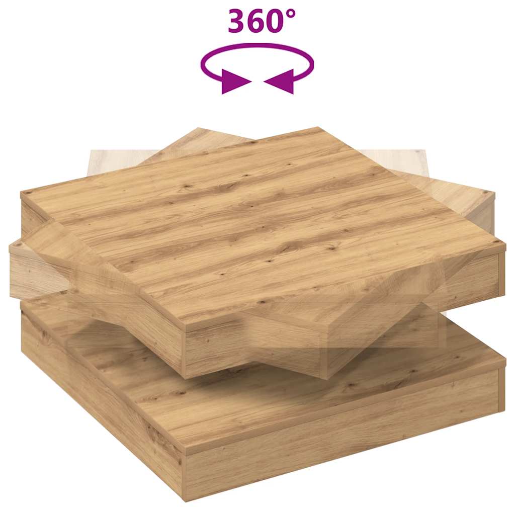 Coffee Table 360-Degree Rotatable Artisan Oak 70x70x34,5 cm