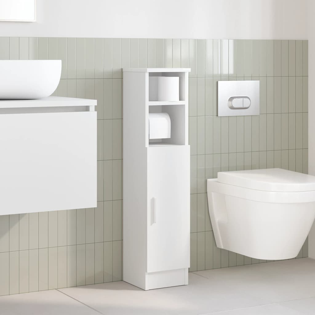 Bathroom Cabinet with Roll Holder White 20,5x22x90 cm