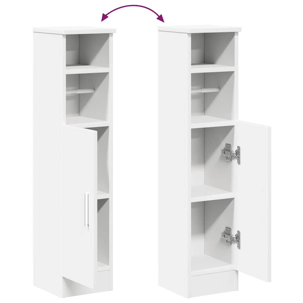 Bathroom Cabinet with Roll Holder White 20,5x22x90 cm
