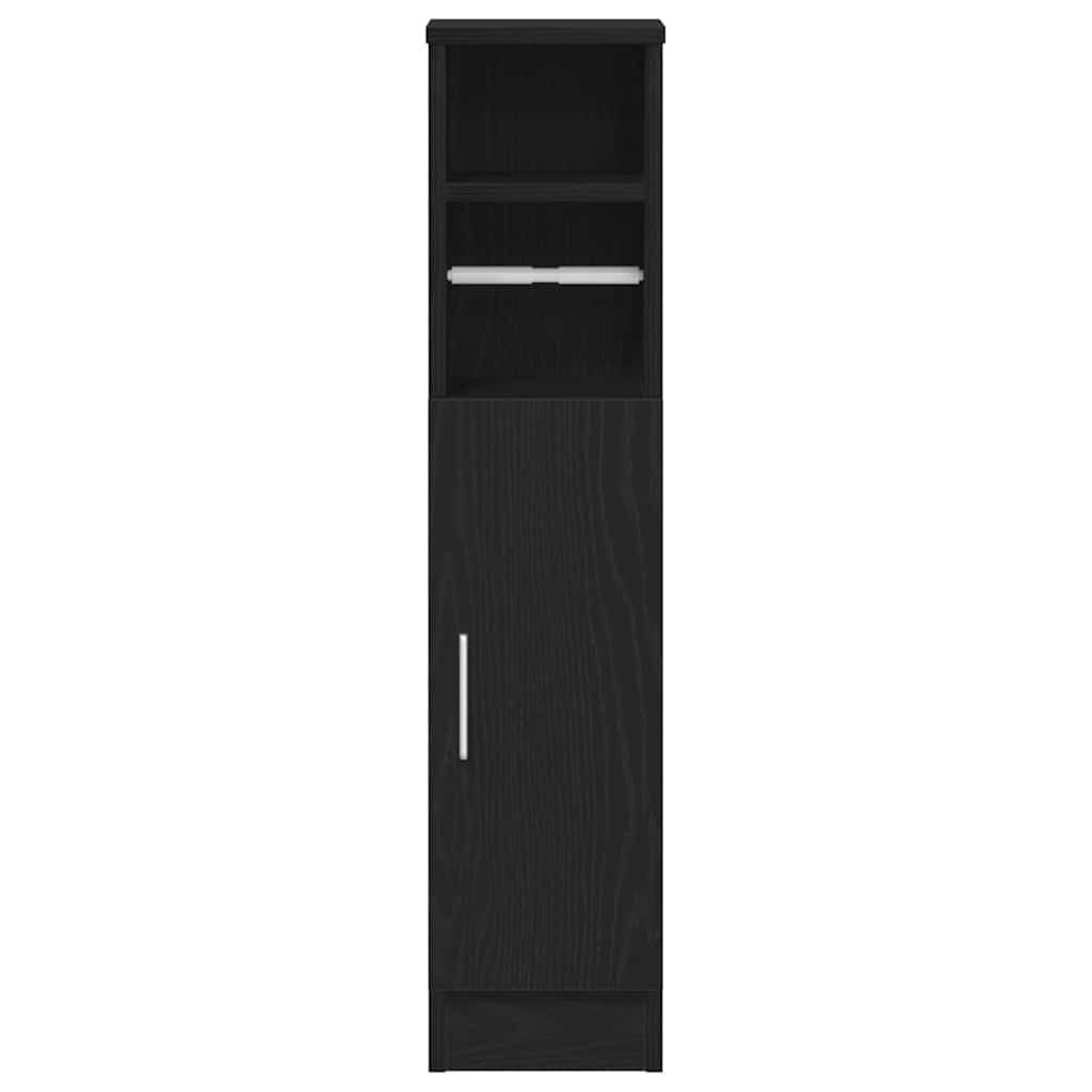 Bathroom Cabinet with Roll Holder Black 20,5x22x90 cm