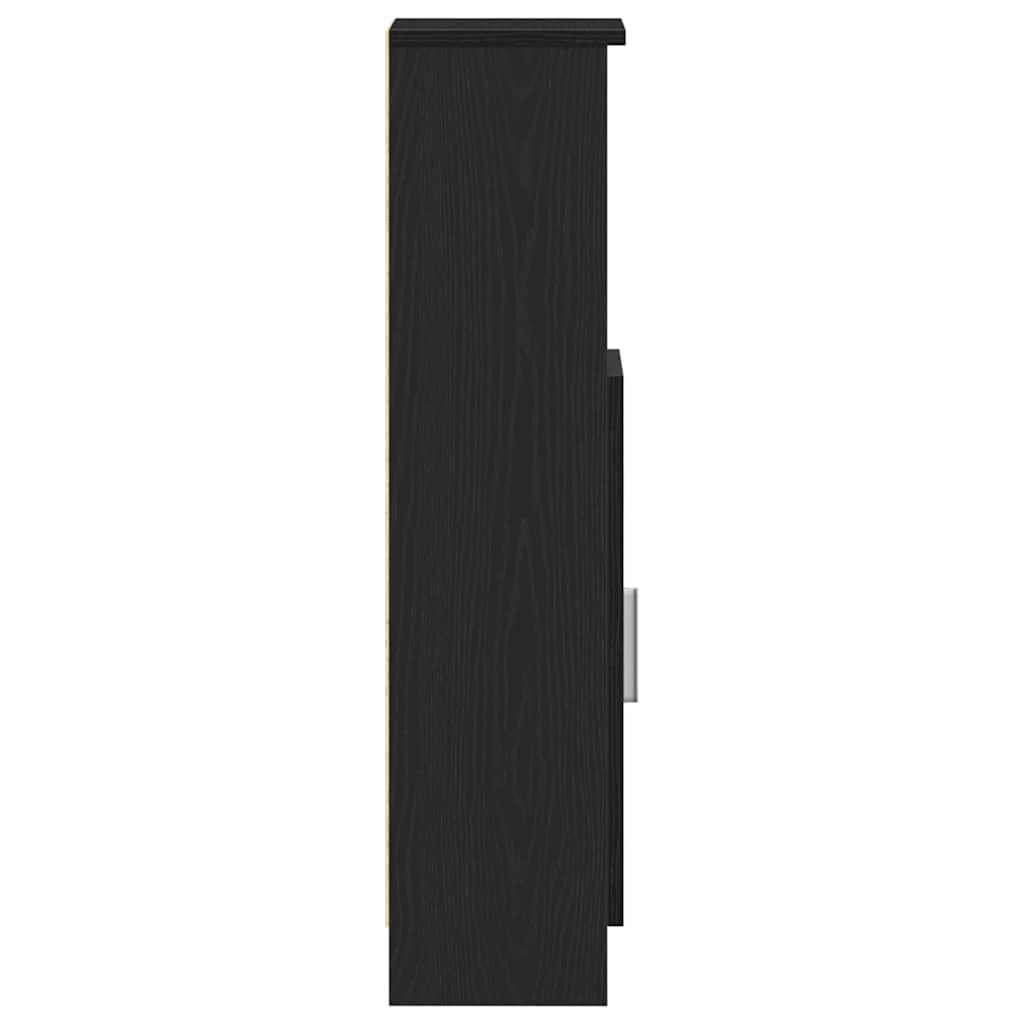Bathroom Cabinet with Roll Holder Black 20,5x22x90 cm