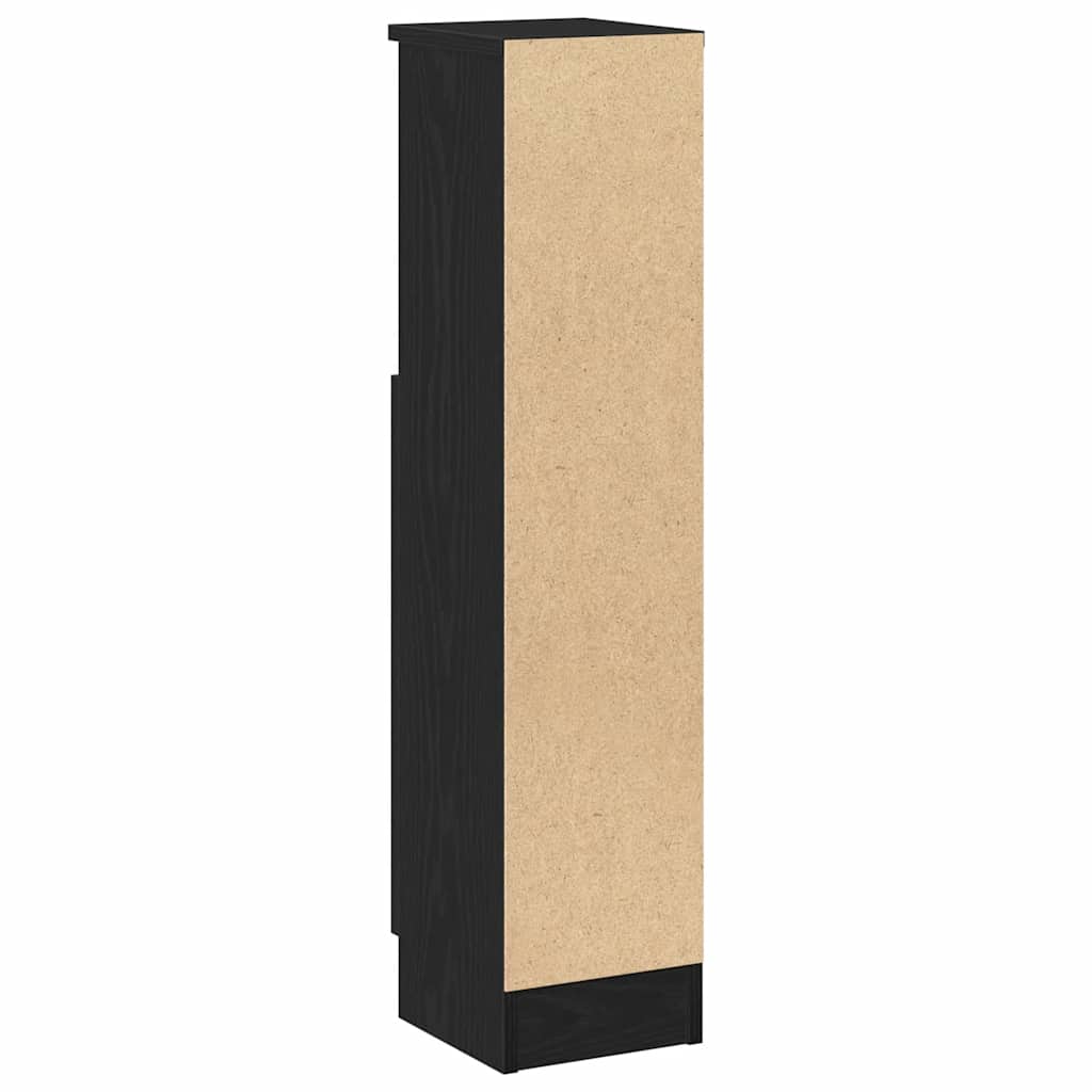 Bathroom Cabinet with Roll Holder Black 20,5x22x90 cm