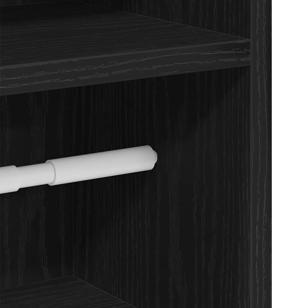 Bathroom Cabinet with Roll Holder Black 20,5x22x90 cm