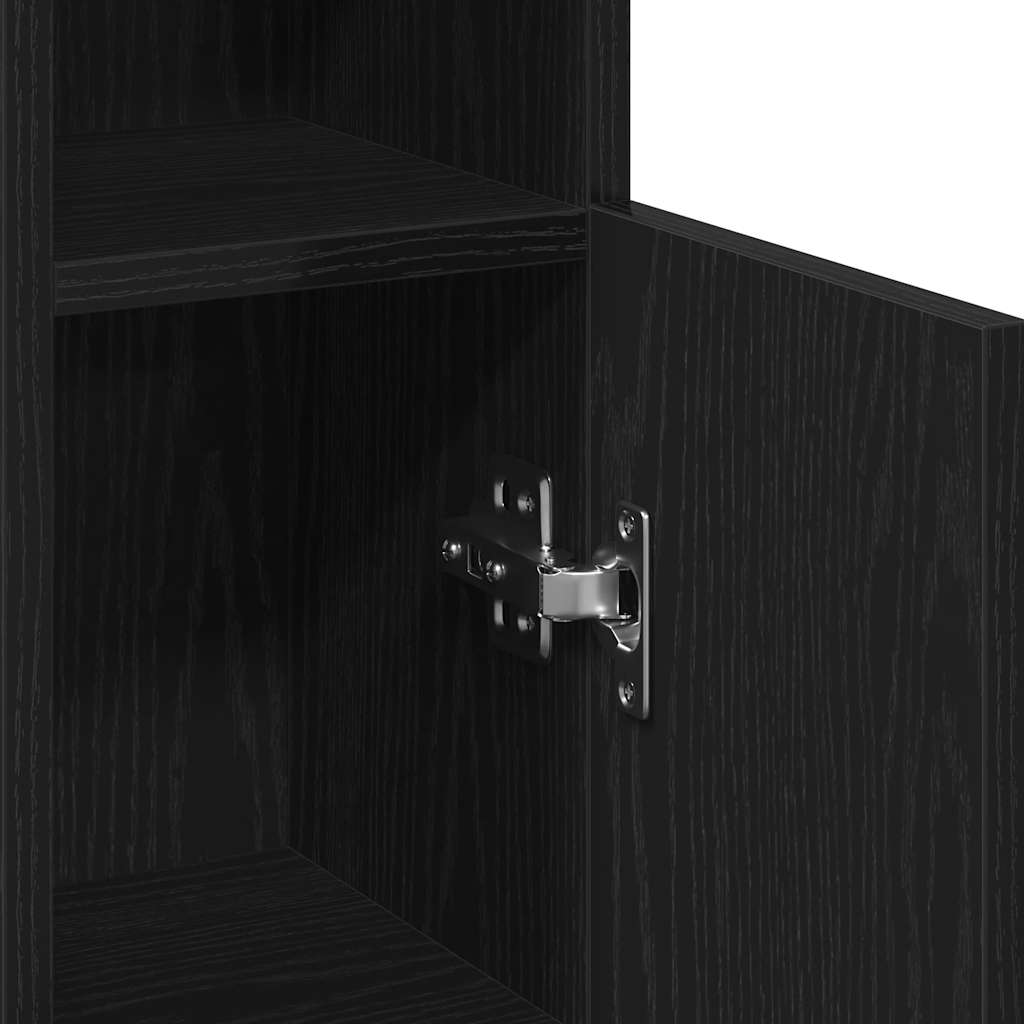 Bathroom Cabinet with Roll Holder Black 20,5x22x90 cm