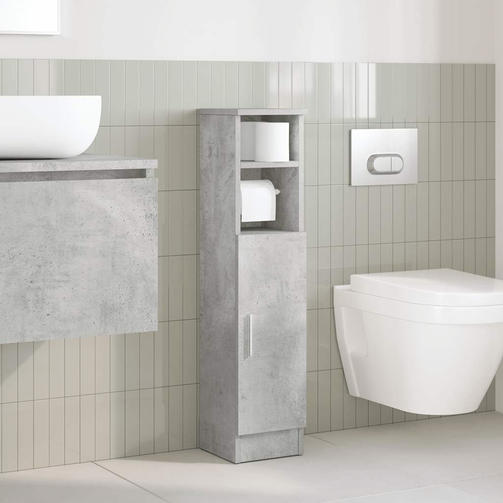 Bathroom Cabinet with Roll Holder Concrete Grey 20,5x22x90 cm