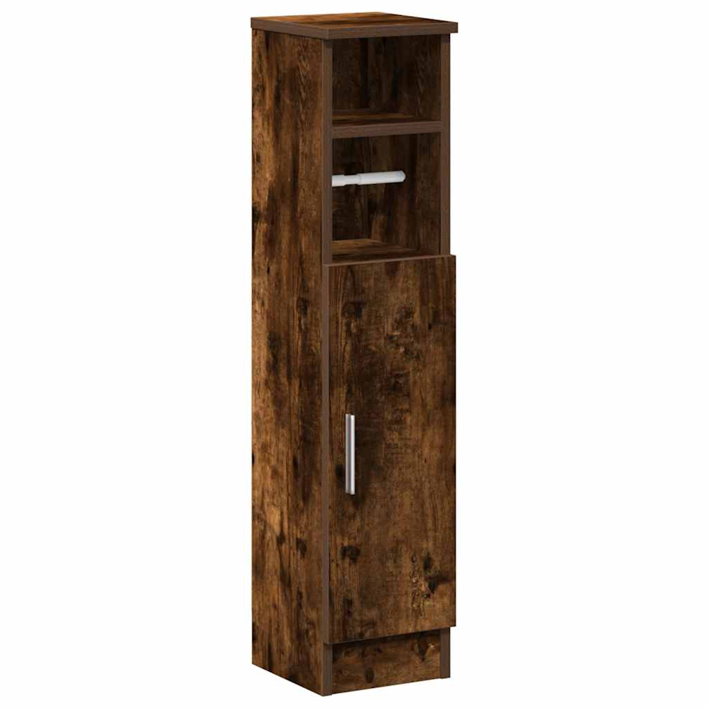 Bathroom Cabinet with Roll Holder Smoked Oak 20,5x22x90 cm