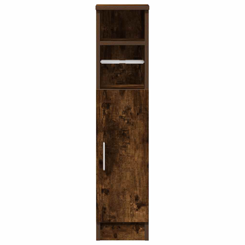 Bathroom Cabinet with Roll Holder Smoked Oak 20,5x22x90 cm