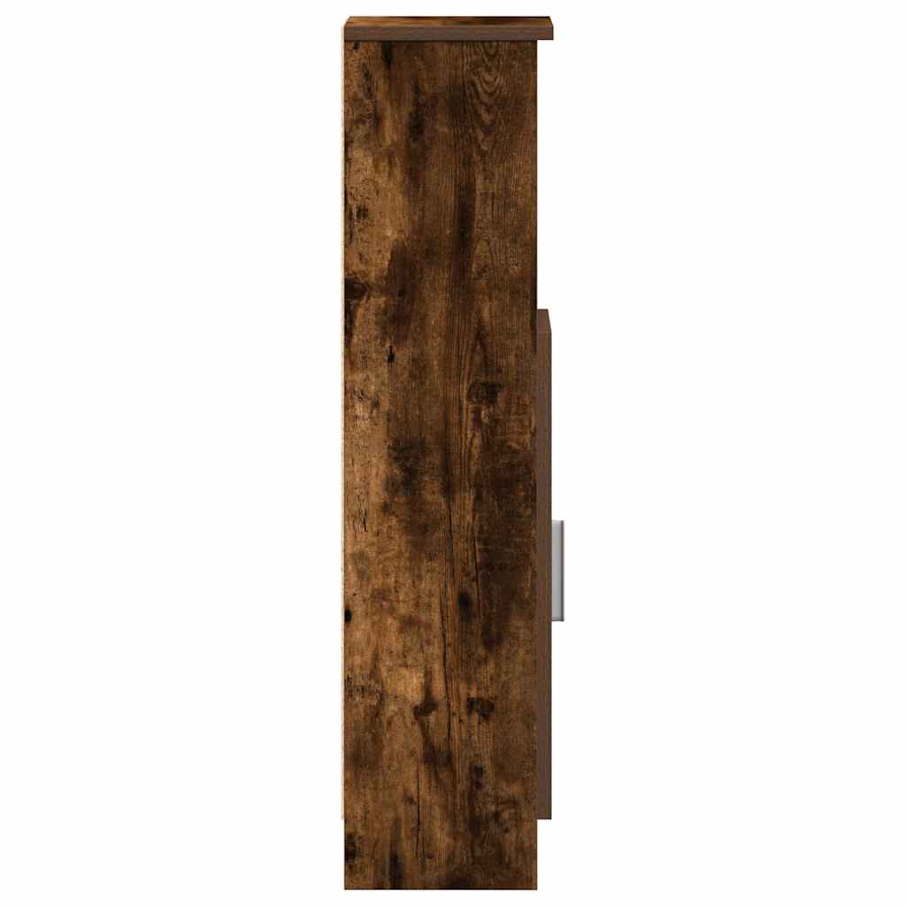 Bathroom Cabinet with Roll Holder Smoked Oak 20,5x22x90 cm