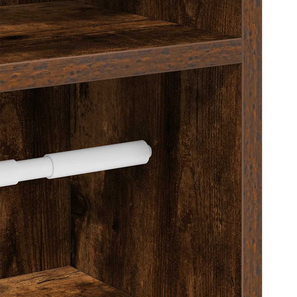 Bathroom Cabinet with Roll Holder Smoked Oak 20,5x22x90 cm