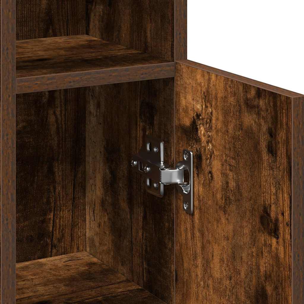Bathroom Cabinet with Roll Holder Smoked Oak 20,5x22x90 cm