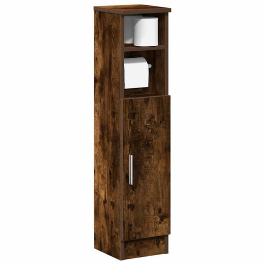 Bathroom Cabinet with Roll Holder Smoked Oak 20,5x22x90 cm
