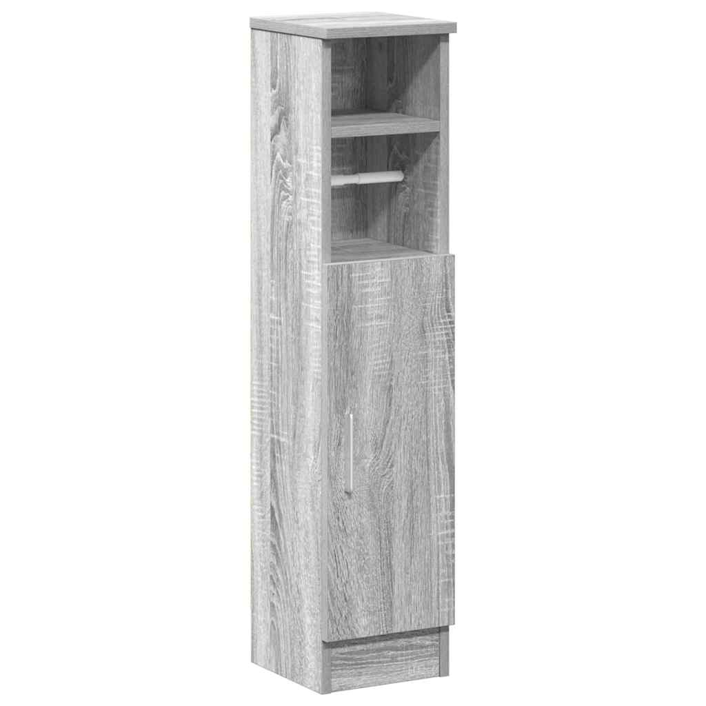 Bathroom Cabinet with Roll Holder Grey Sonoma 20,5x22x90 cm