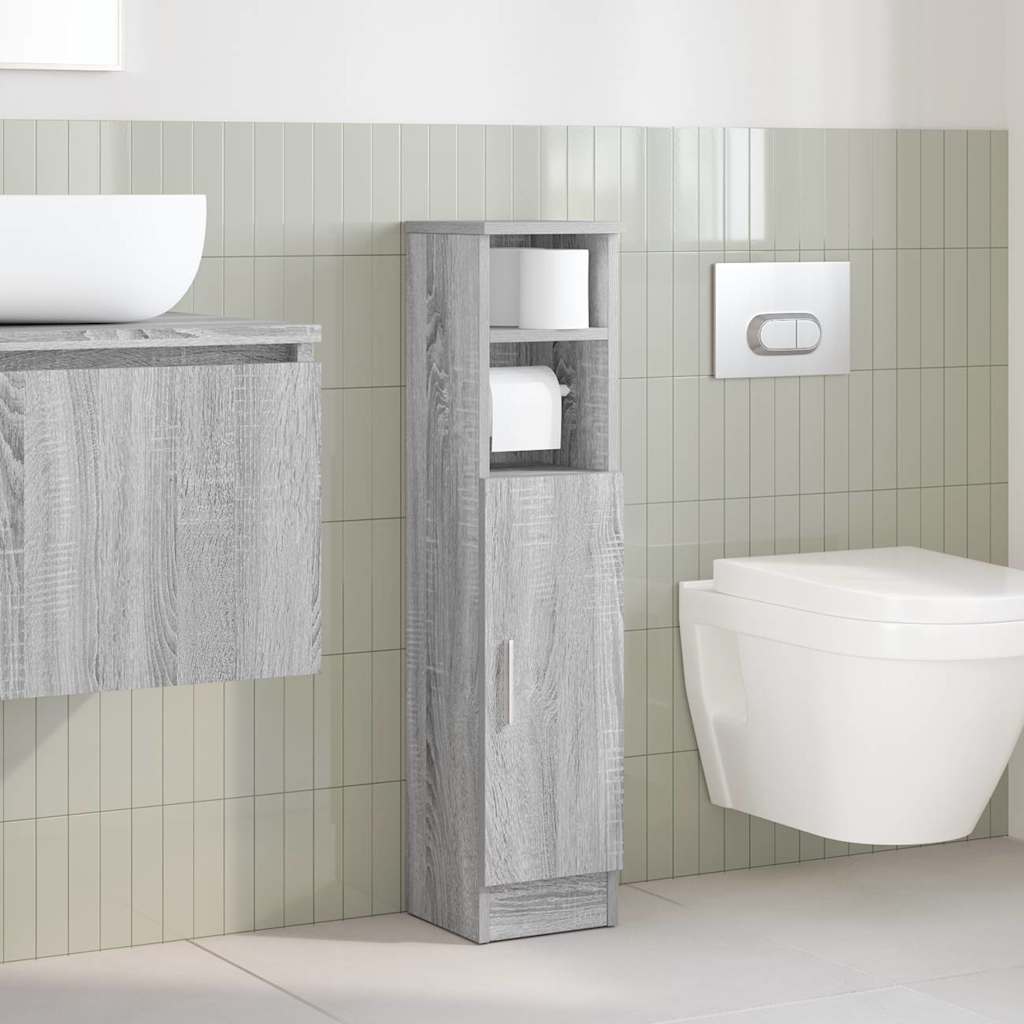 Bathroom Cabinet with Roll Holder Grey Sonoma 20,5x22x90 cm