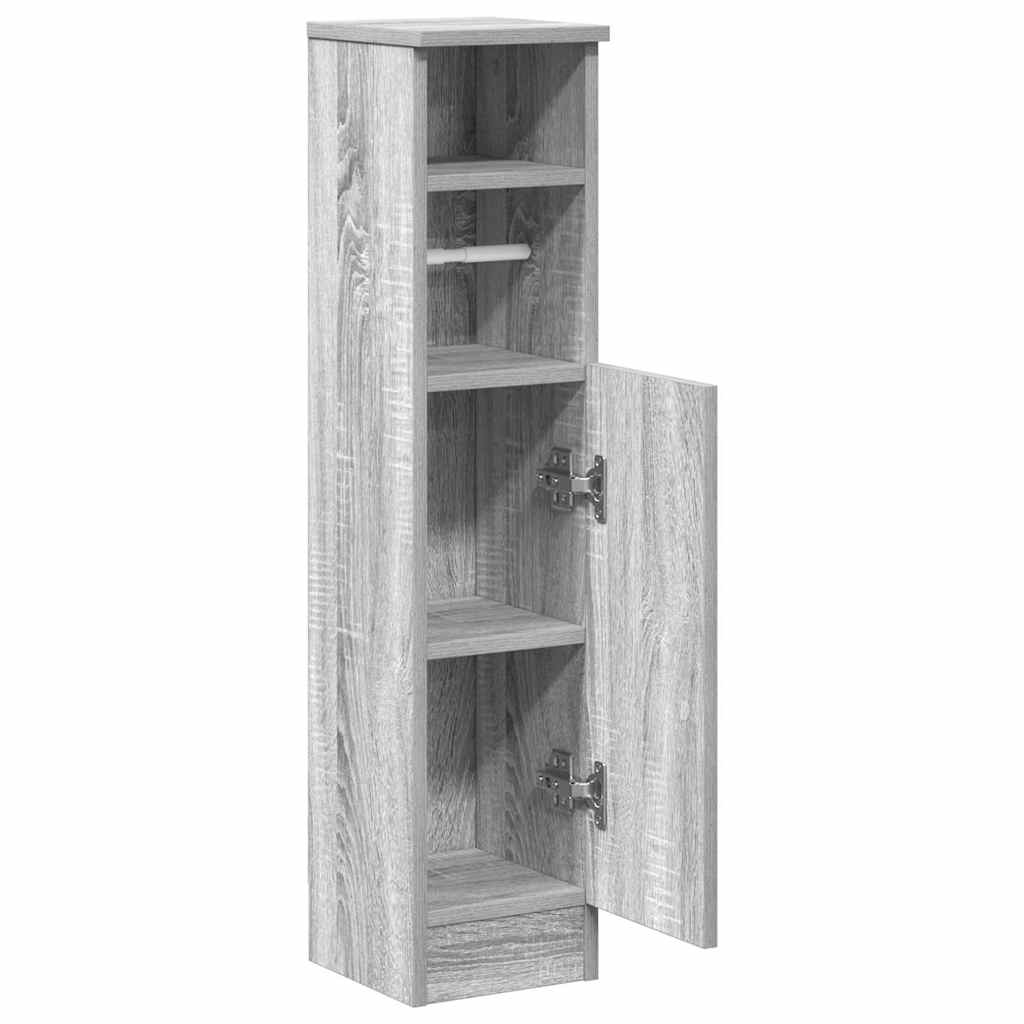 Bathroom Cabinet with Roll Holder Grey Sonoma 20,5x22x90 cm