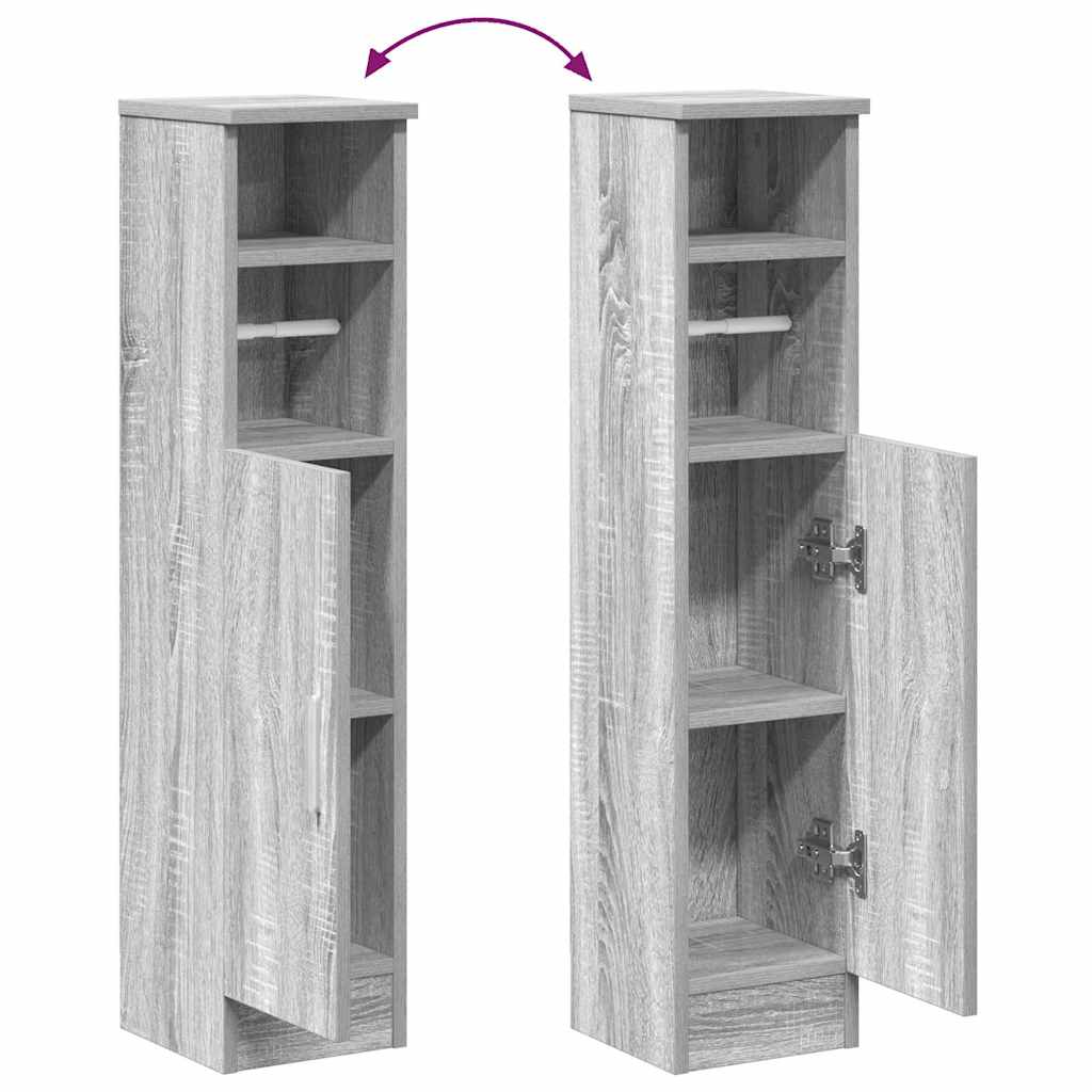 Bathroom Cabinet with Roll Holder Grey Sonoma 20,5x22x90 cm