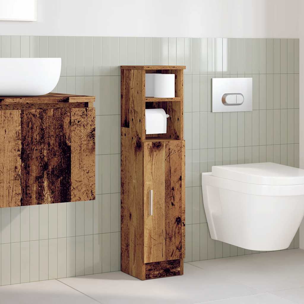 Bathroom Cabinet with Roll Holder Old Wood 20,5x22x90 cm