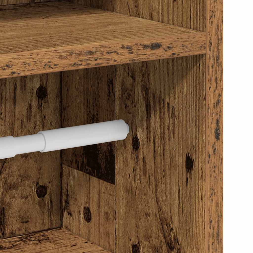Bathroom Cabinet with Roll Holder Old Wood 20,5x22x90 cm