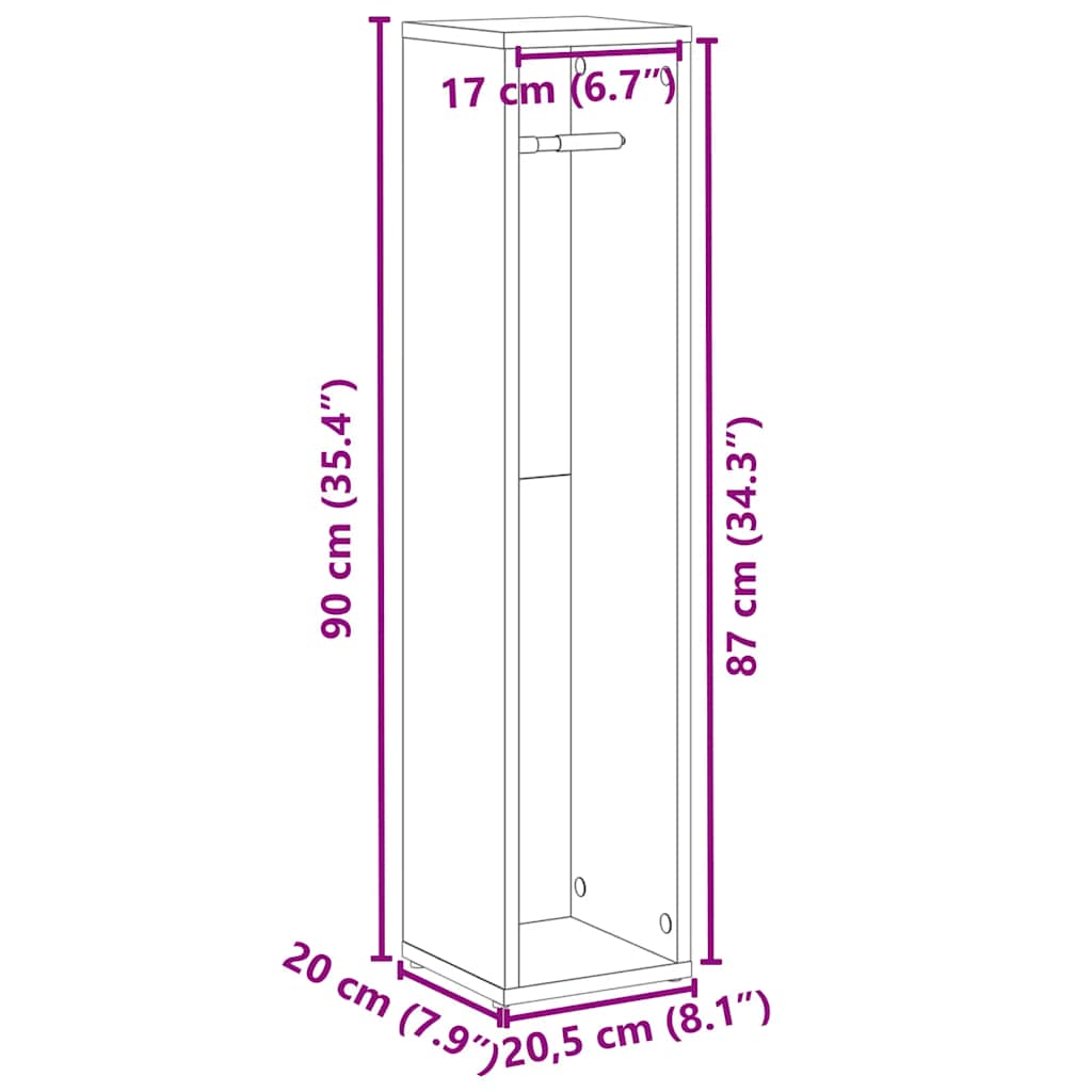 Bathroom Cabinet with Roll Holder Artisan Oak 20.5x20x90 cm