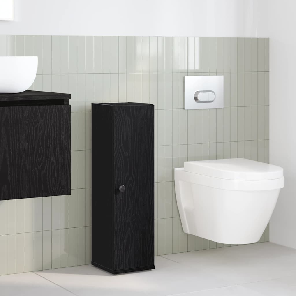 Bathroom Cabinet with Roll Holder Black 20,5x22x72 cm