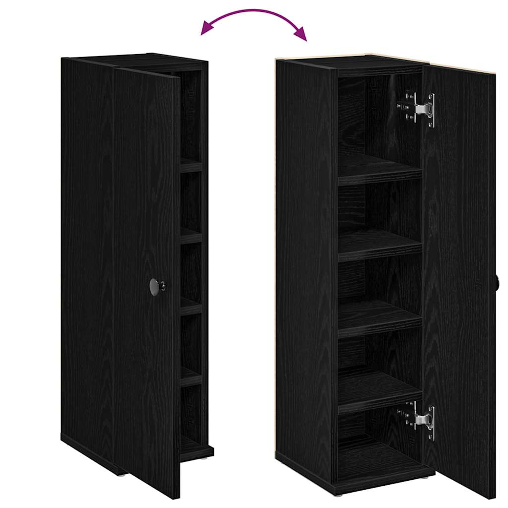 Bathroom Cabinet with Roll Holder Black 20,5x22x72 cm