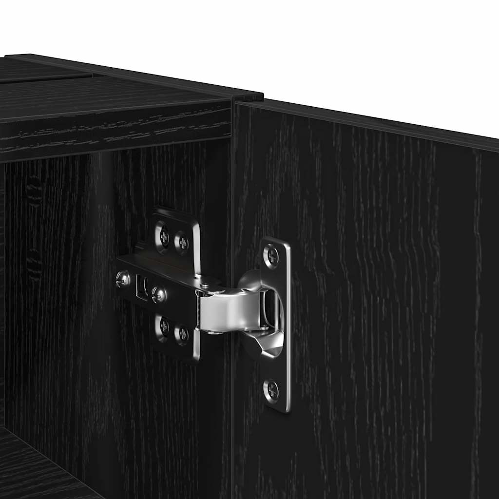 Bathroom Cabinet with Roll Holder Black 20,5x22x72 cm