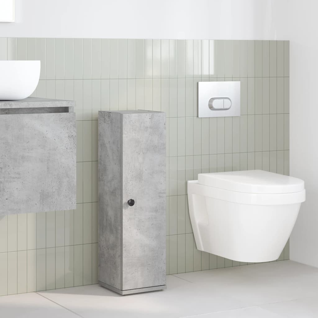 Bathroom Cabinet with Roll Holder Concrete Grey 20,5x22x72 cm