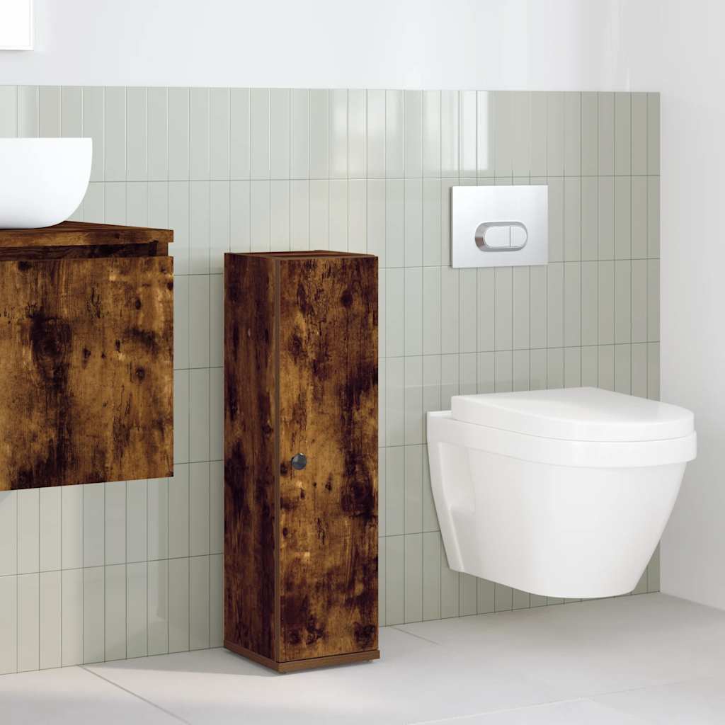 Bathroom Cabinet with Roll Holder Smoked Oak 20,5x22x72 cm
