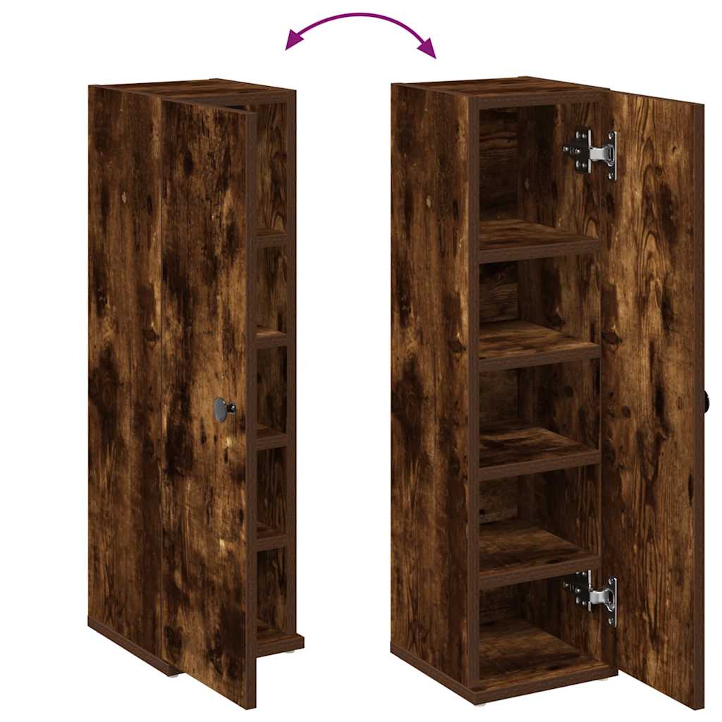 Bathroom Cabinet with Roll Holder Smoked Oak 20,5x22x72 cm