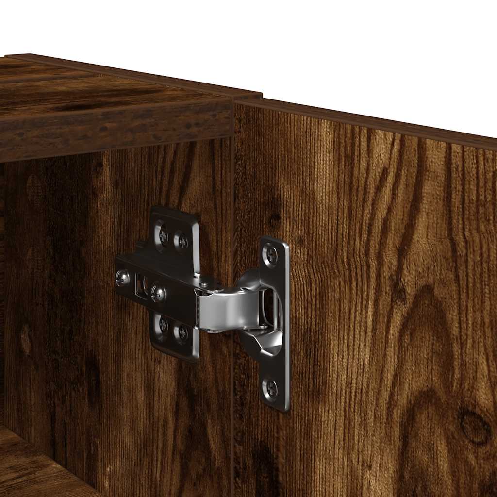 Bathroom Cabinet with Roll Holder Smoked Oak 20,5x22x72 cm