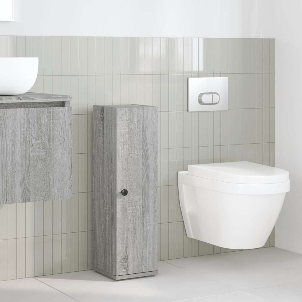 Bathroom Cabinet with Roll Holder Grey Sonoma 20,5x22x72 cm