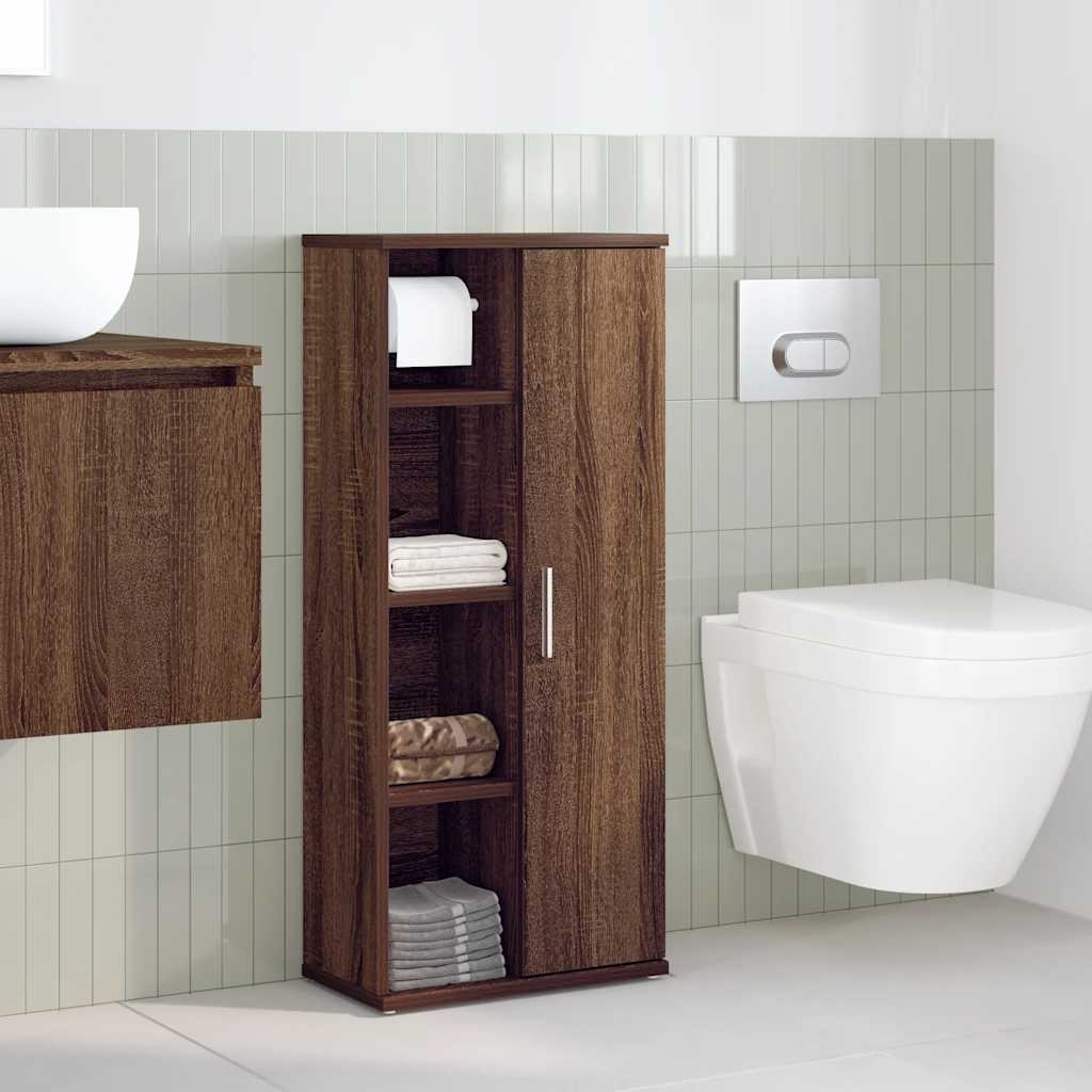 vidaXL Bathroom Cabinet with Roll Holder Brown Oak 39x22x90 cm