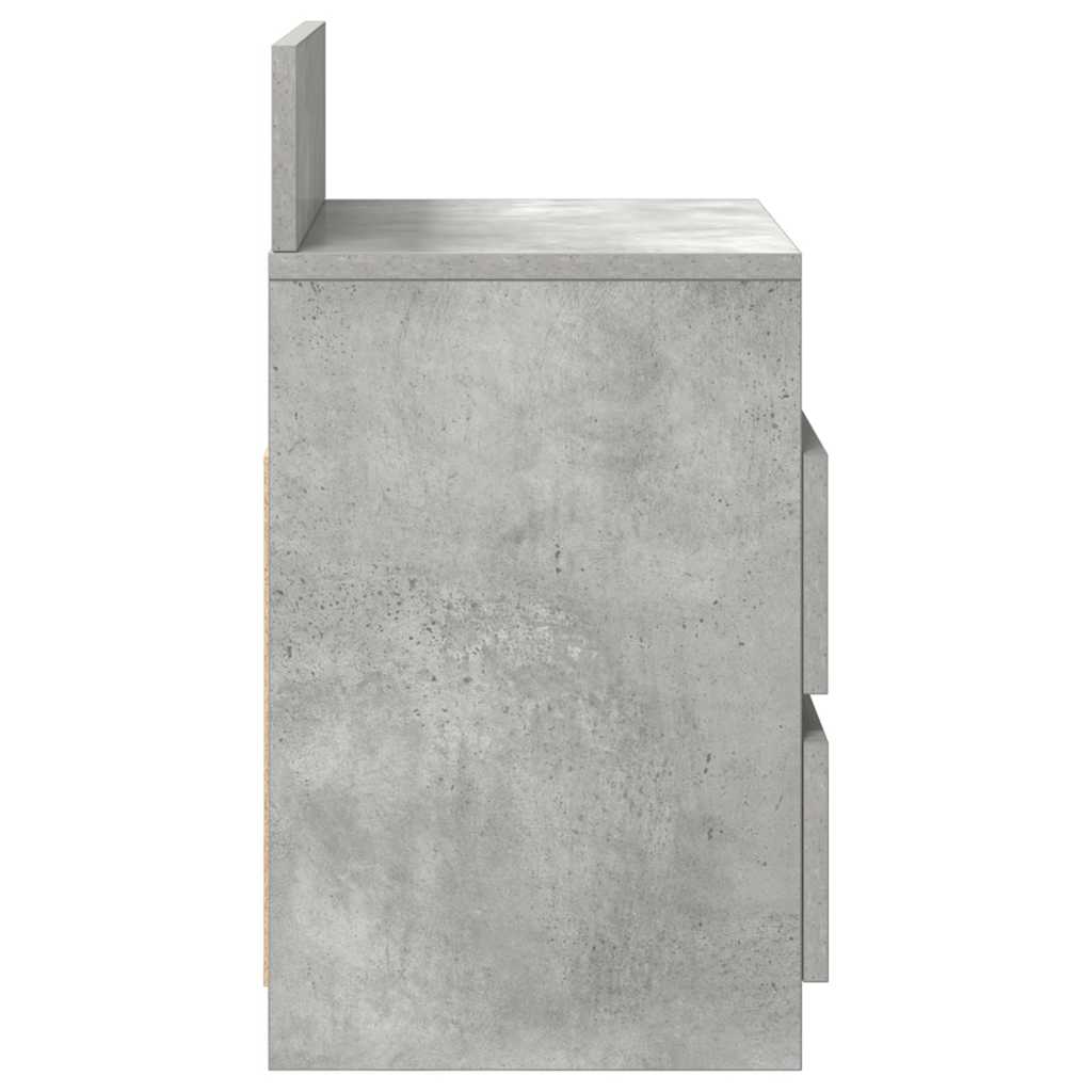 Bedside Cabinet with 2 Drawers Concrete Grey 40x33x60 cm