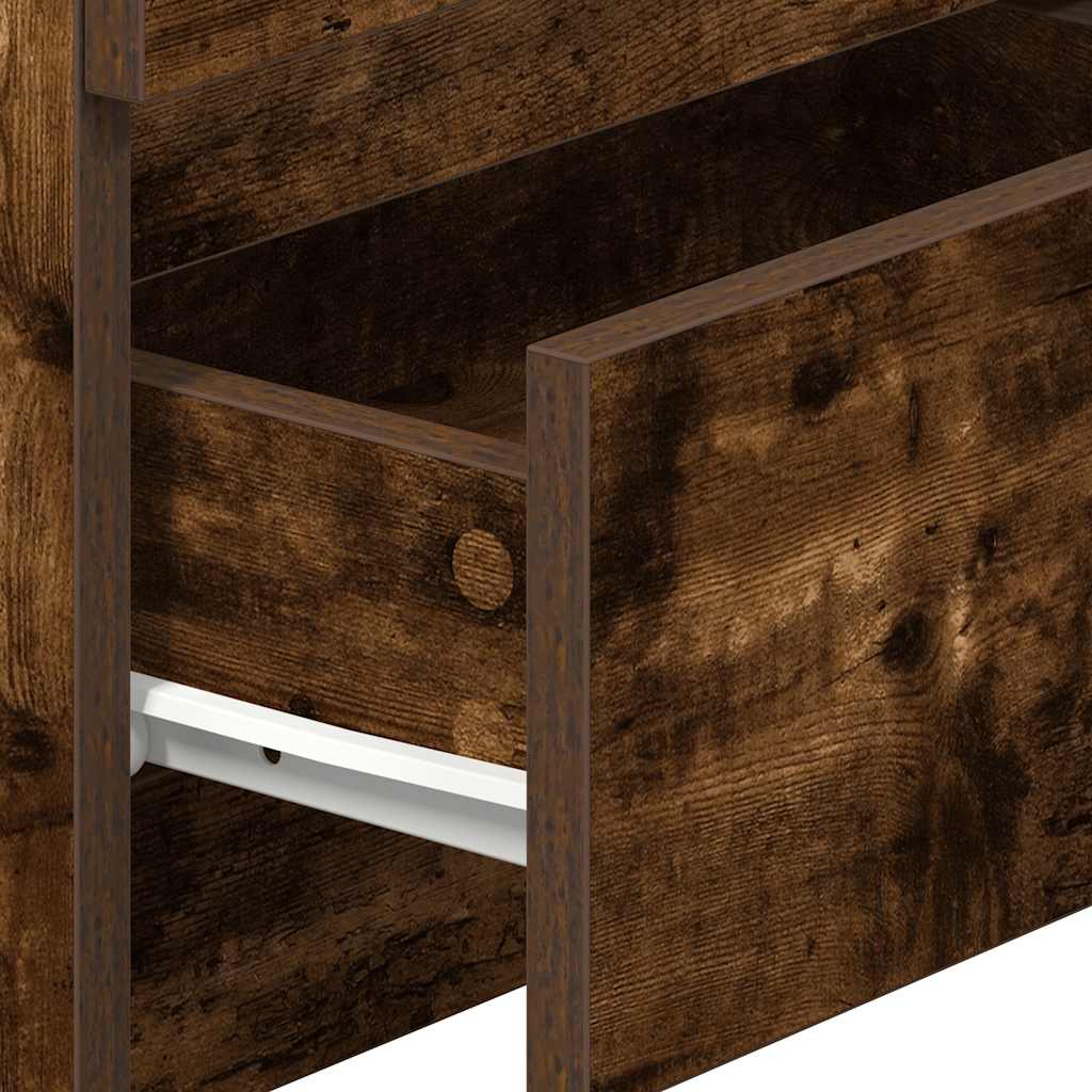 Bedside Cabinet with 2 Drawers Smoked Oak 40x33x60 cm