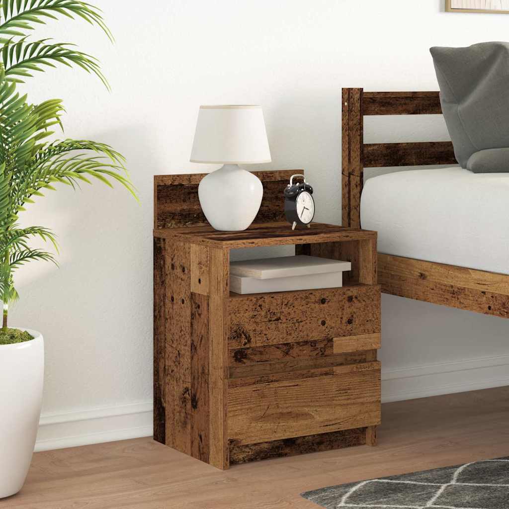 vidaXL Bedside Cabinet with 2 Drawers Old Wood 40x33x60 cm