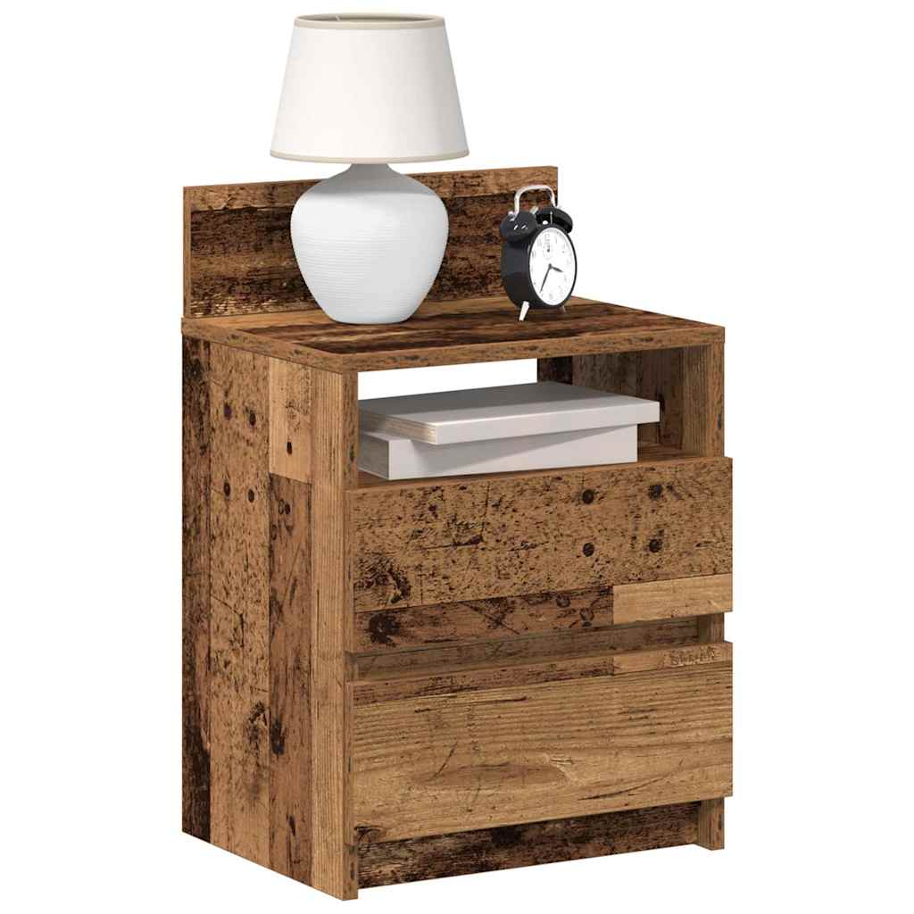 vidaXL Bedside Cabinet with 2 Drawers Old Wood 40x33x60 cm