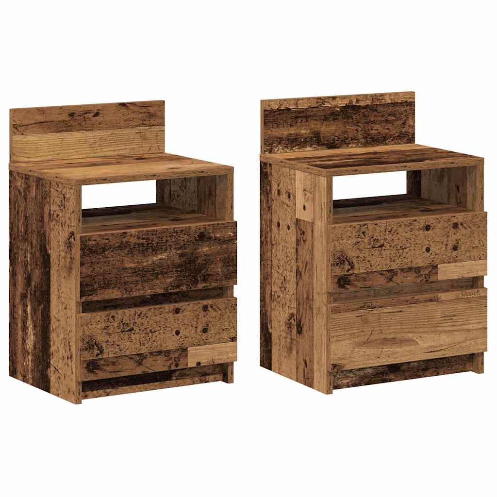 vidaXL Bedside Cabinets 2 pcs with 2 Drawers Old Wood 40x33x60 cm