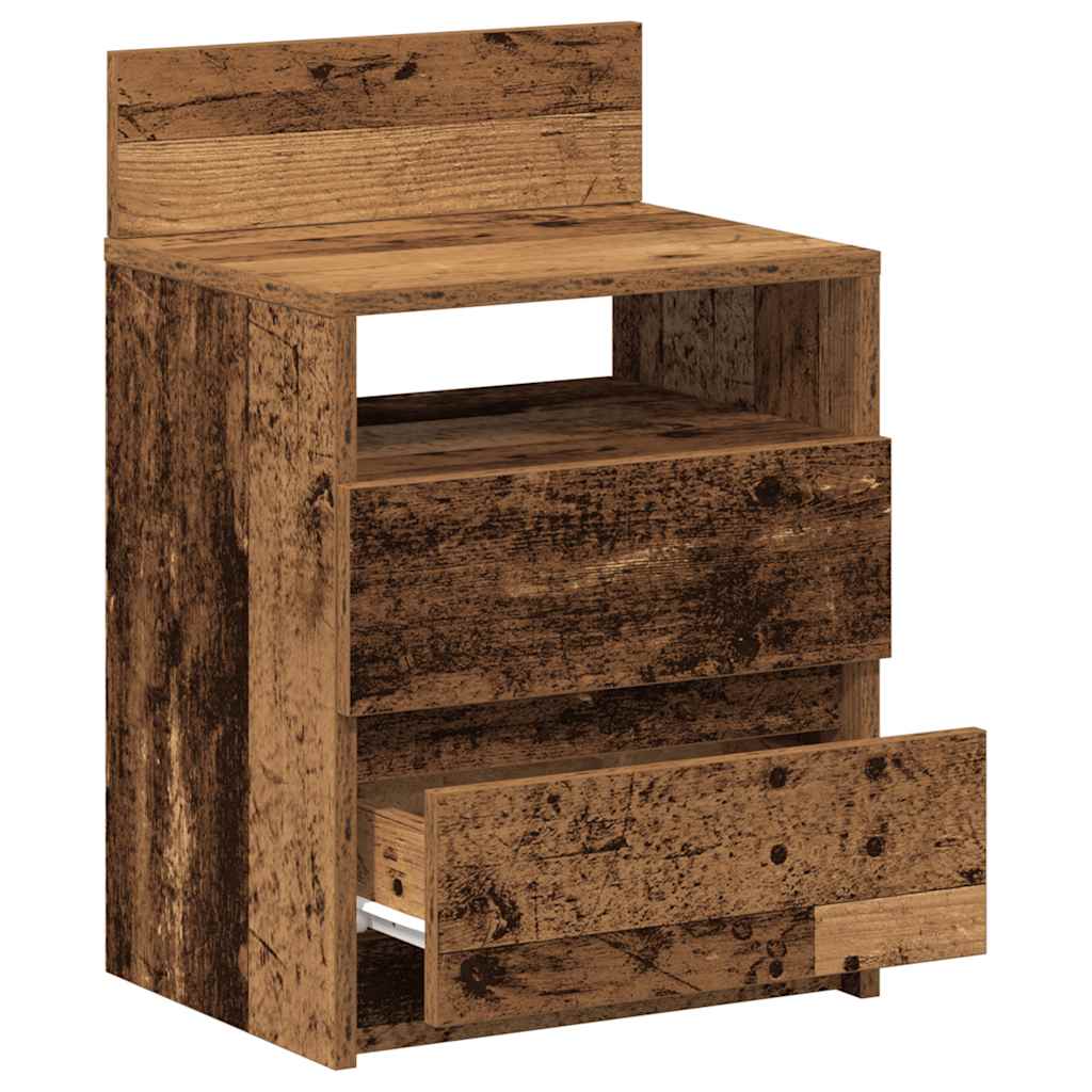 vidaXL Bedside Cabinets 2 pcs with 2 Drawers Old Wood 40x33x60 cm
