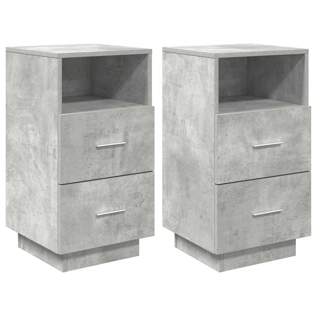 vidaXL Bedside Cabinets 2 pcs with 2 Drawers Concrete Grey 36x36x68 cm