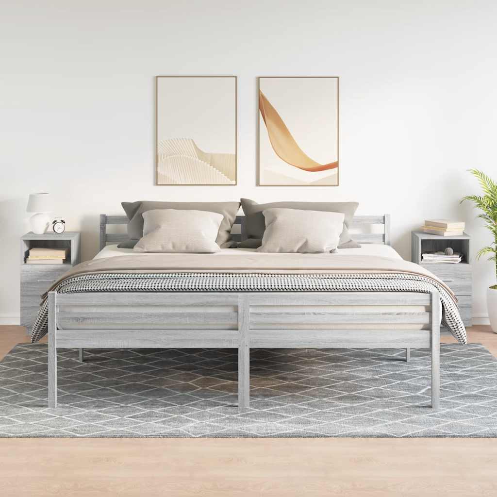 vidaXL Bedside Cabinets 2 pcs with 2 Drawers Grey Sonoma 36x36x68 cm