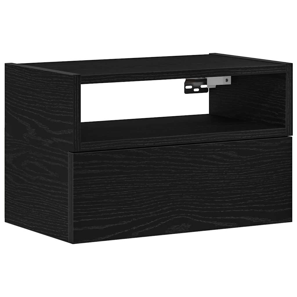vidaXL Wall-mounted Bedside Cabinet Black 45x26x28.5 cm