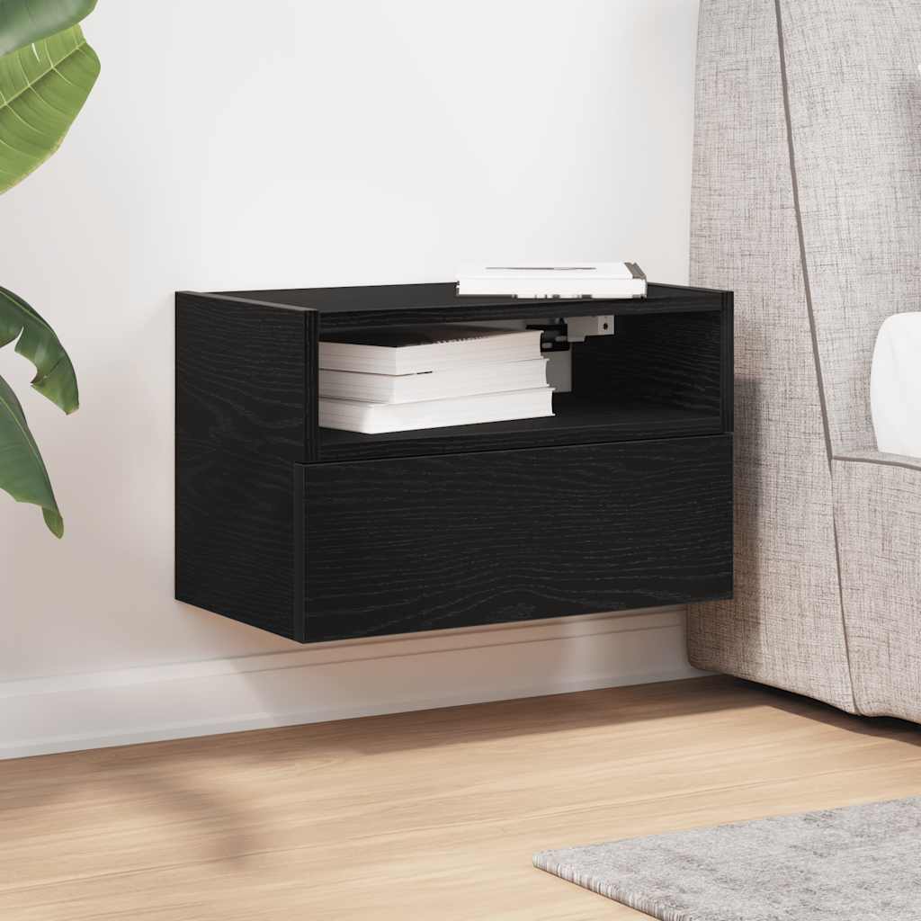 vidaXL Wall-mounted Bedside Cabinet Black 45x26x28.5 cm