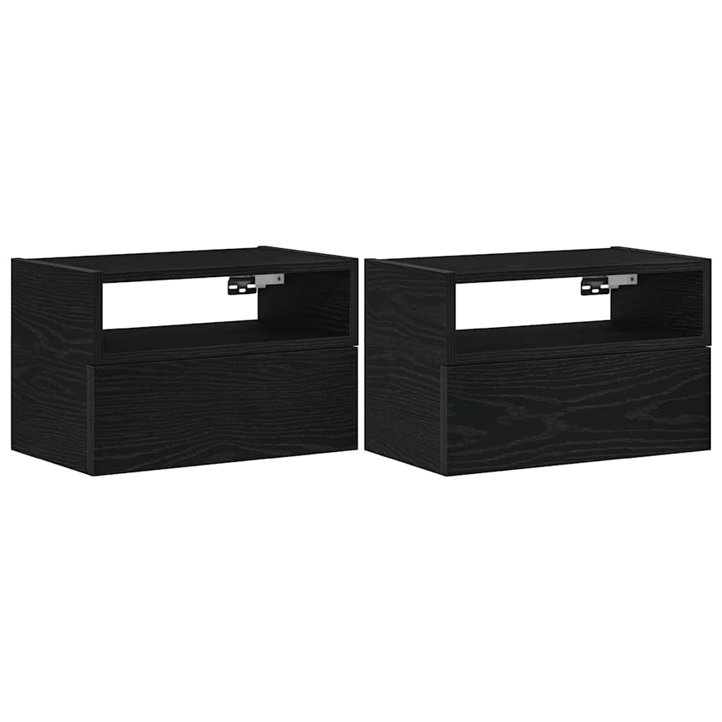 vidaXL Wall-mounted Bedside Cabinets 2 pcs Black 45x26x28.5 cm