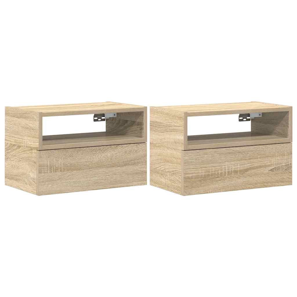 vidaXL Wall-mounted Bedside Cabinets 2 pcs Sonoma Oak 45x26x28.5 cm