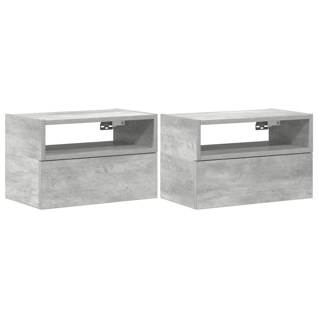 vidaXL Wall-mounted Bedside Cabinets 2 pcs Concrete Grey 45x26x28.5 cm